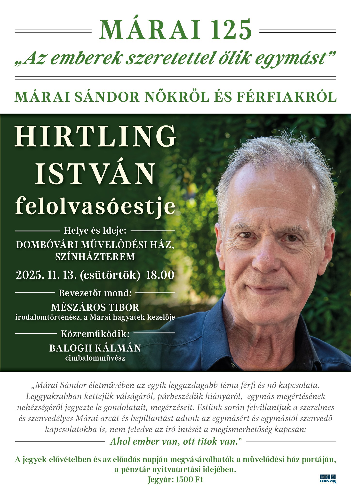 HIRTLING ISTVÁN FELOLVASÓEST